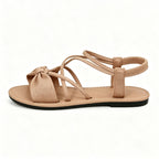 Knot-Front Elastic Ankle Sandals – Easy Slip-On with Arch Support
