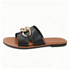 Minimalist Open Toe Metal Chain Flat Slides Beach Walking Sandals for Ladies