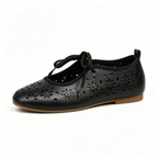 Ladies Breathable Perforated Floral Flat Shoes Casual Walking Daily Footwear