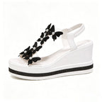 Women's Rhinestone Butterfly Wedge Sandals with Arch Support