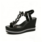 Women's Rhinestone Butterfly Wedge Sandals with Arch Support